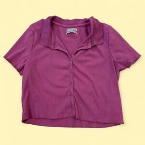 Urban Outfitters Women's Pink Ribbed Crop-top